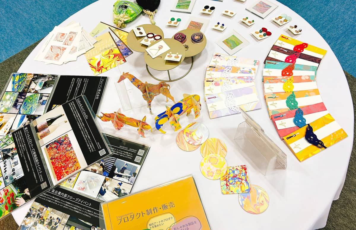 マーブリングご祝儀袋、アクセサリー、布製品、また、企業コラボレーション実績