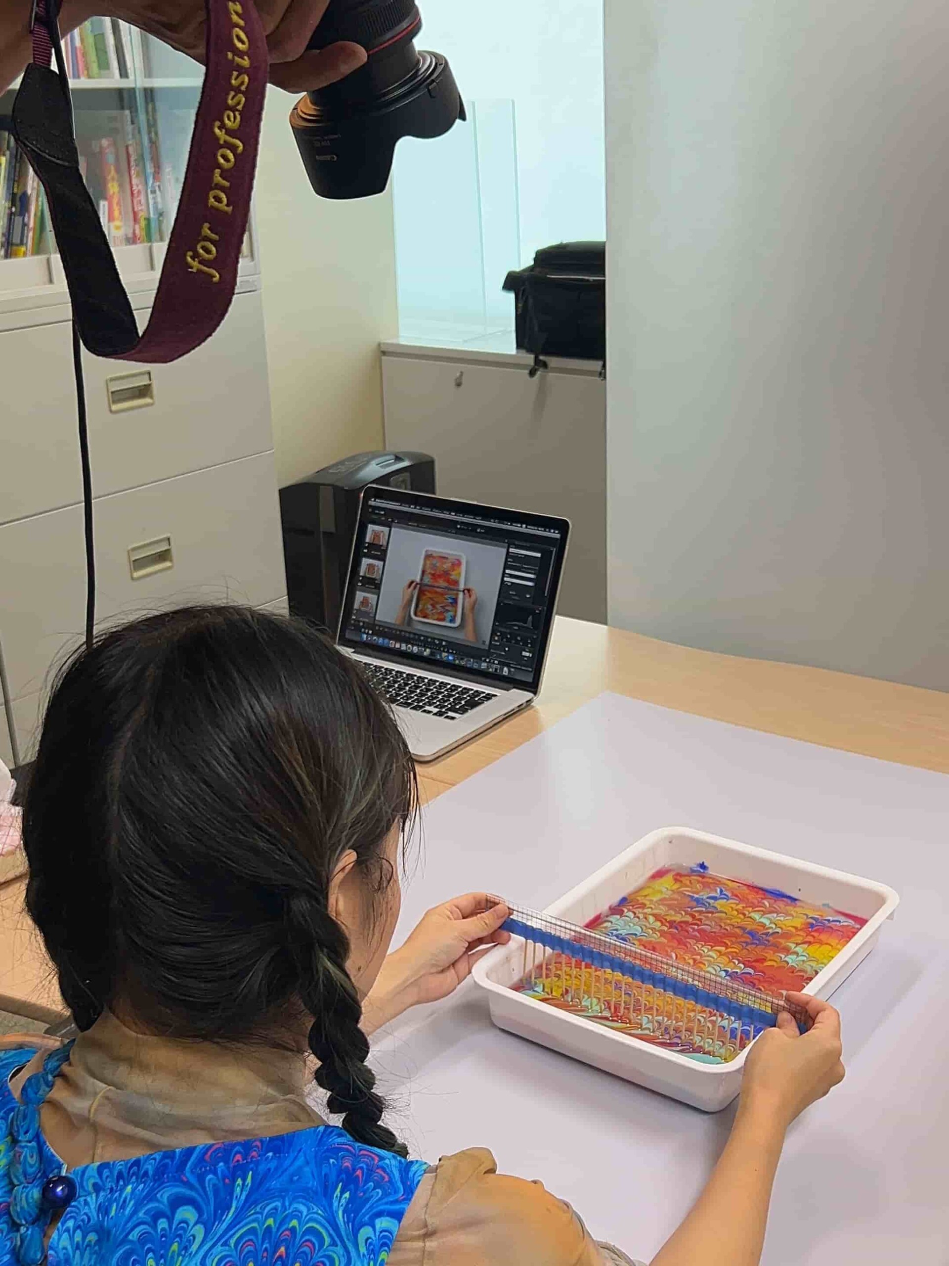 NHK出版『すてきにハンドメイド』1月号〜手芸で巡る世界旅〜 イタリアマーブリング串の入れ方撮影風景